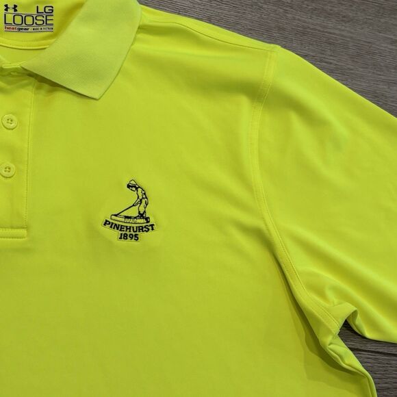 Under Armour Golf Polo Men's Large Pinehurst Neon Yellow Bright Summer Athletic - Picture 2 of 7